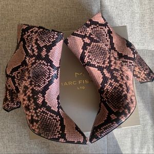 Marc Fischer LTD pink snake booties